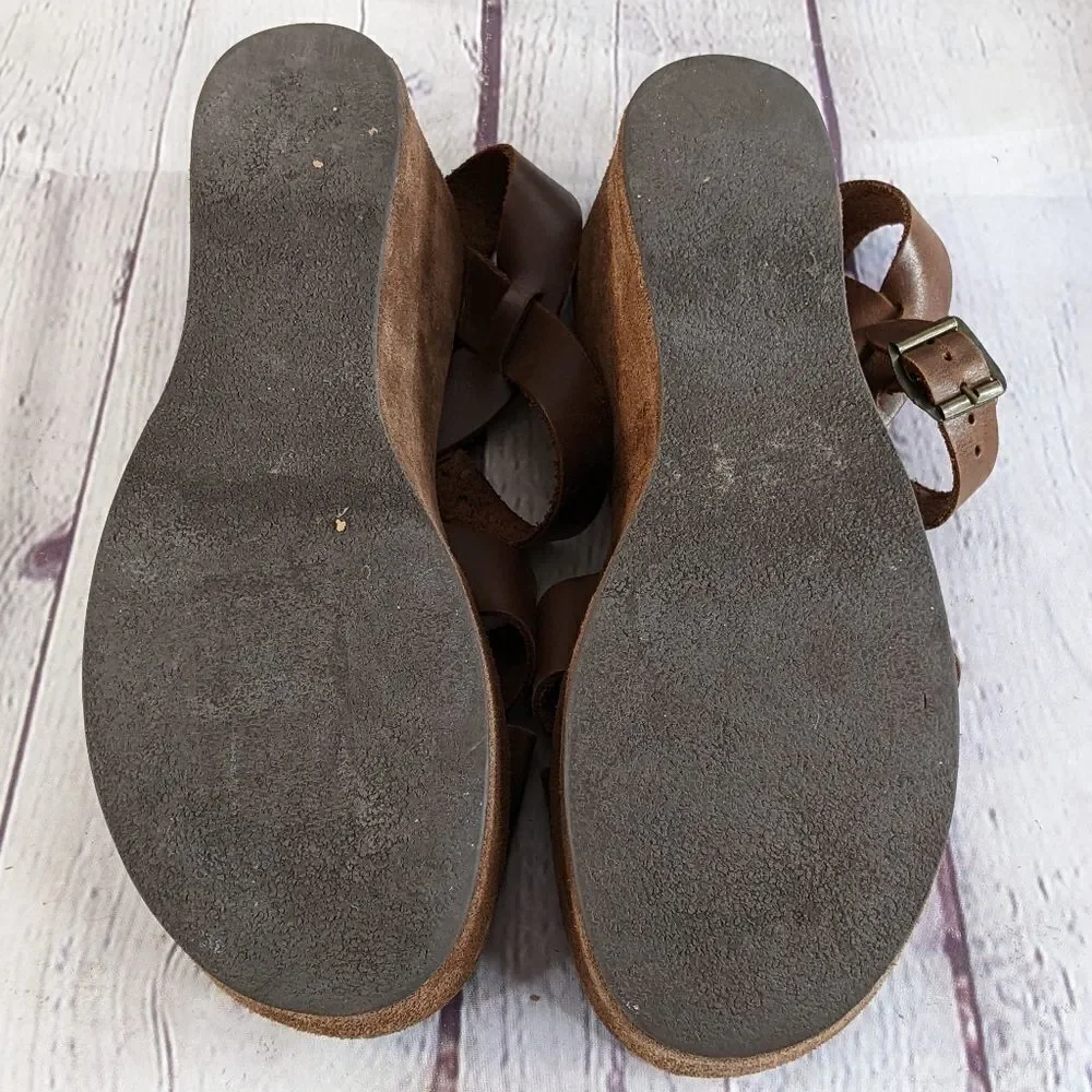 Kork-Ease AVA CLASSIC Natural Vachetta Leather Platform Wedge Sandals - Picture 7 of 10